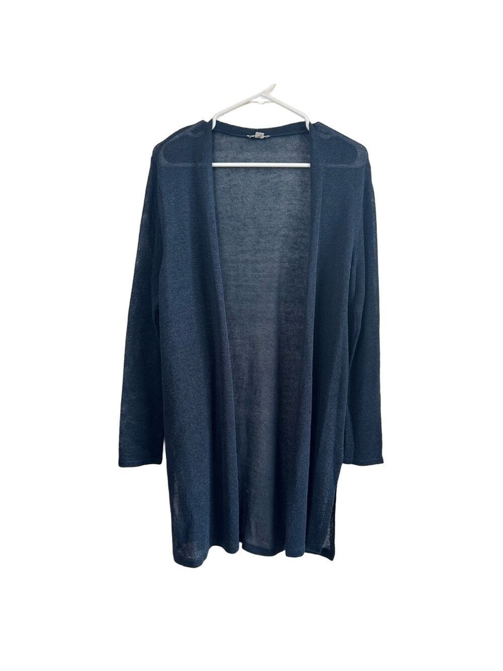 J JILL Linen Longline Open Cardigan